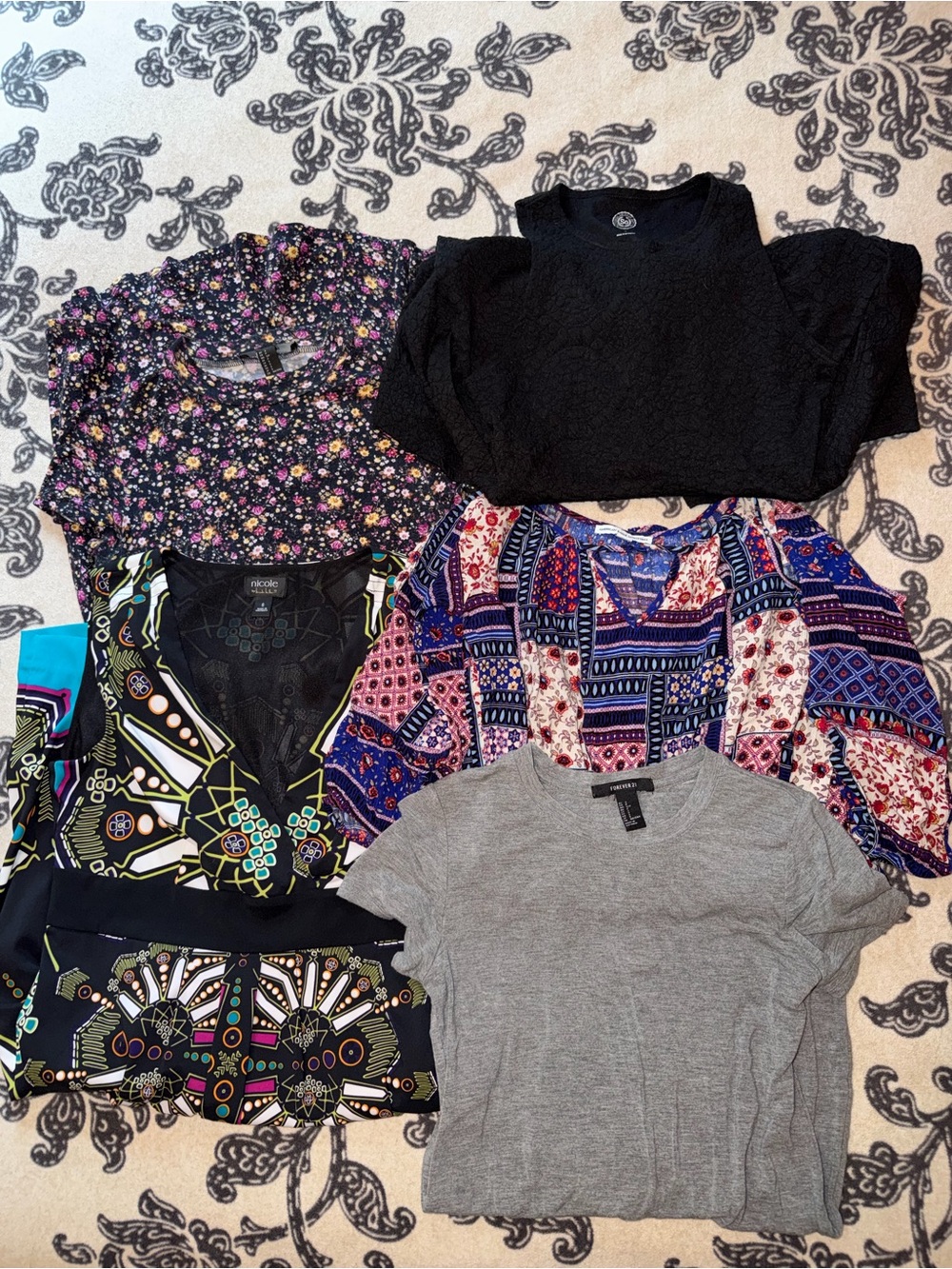 Mixed Women's Dresses - Gray, Black, Floral, Multi Print